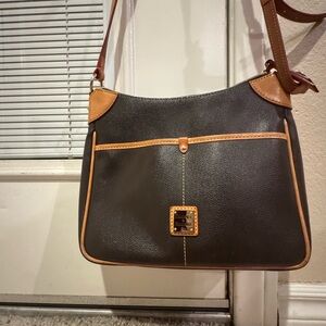 Dooney & Bourke Brown and Tan Leather Shoulder Bag - Pebble Grain Rebecca Hobo